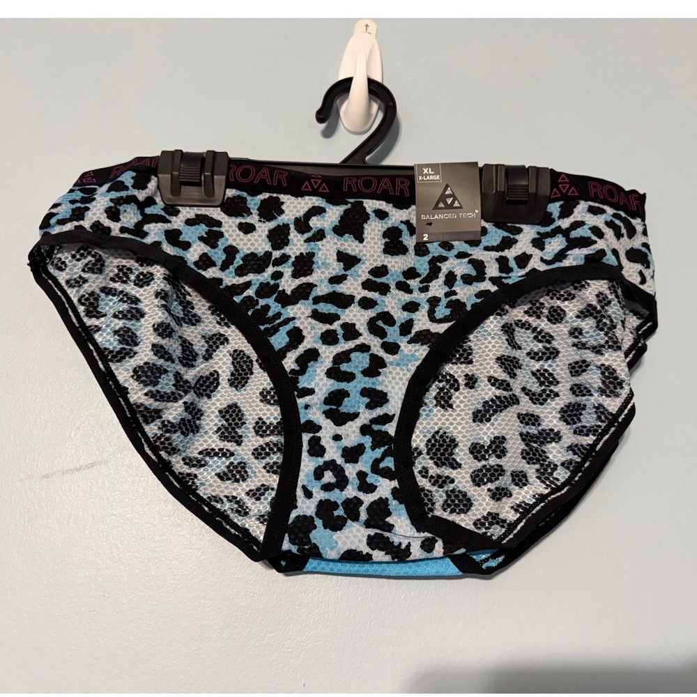 Balanced Tech Women's XL 2 Pack Mesh Bikini Underwear Leopard Blue 2361